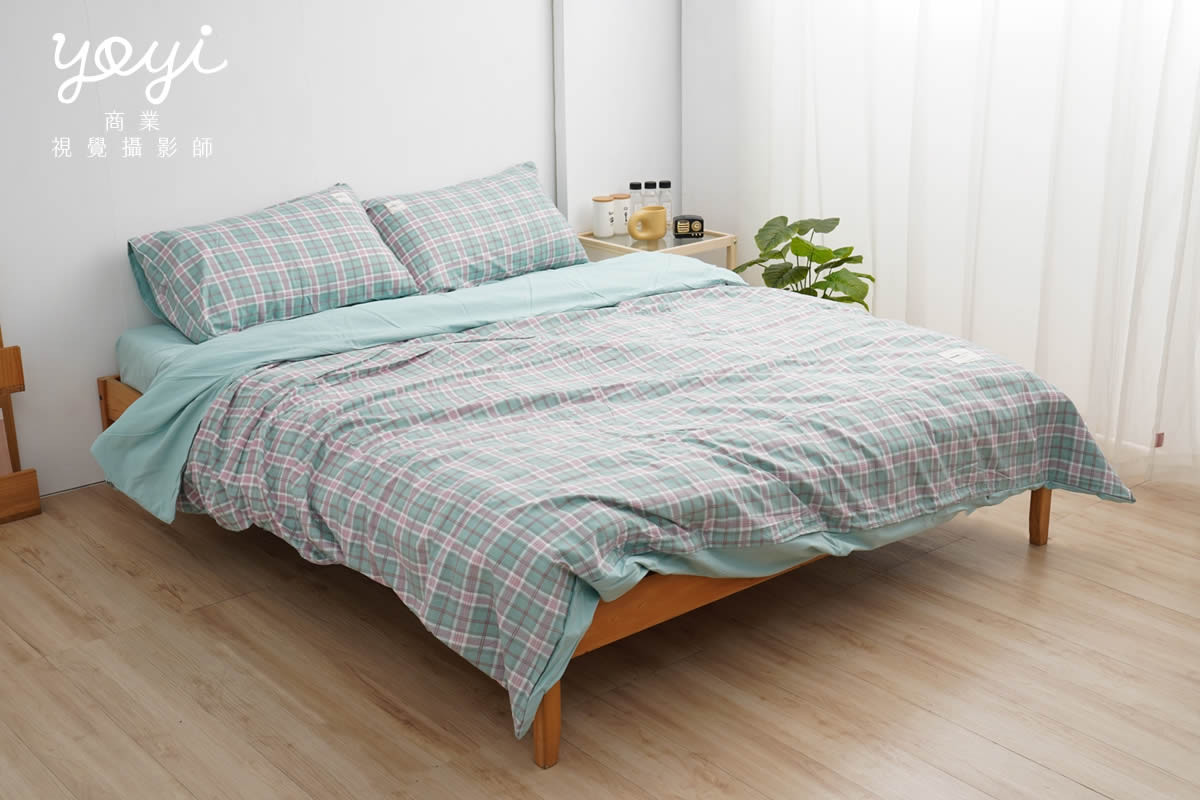 寢具商品攝影｜馬來西亞品牌藍白格紋雙人床包居家情境攝影 71