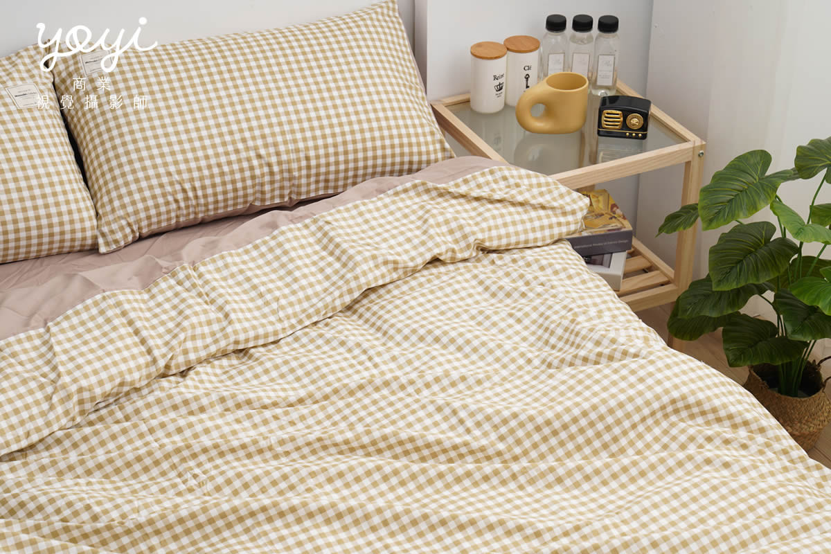 寢具商品攝影｜馬來西亞品牌藍白格紋雙人床包居家情境攝影 75