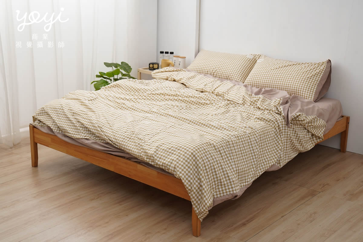寢具商品攝影｜馬來西亞品牌藍白格紋雙人床包居家情境攝影 77