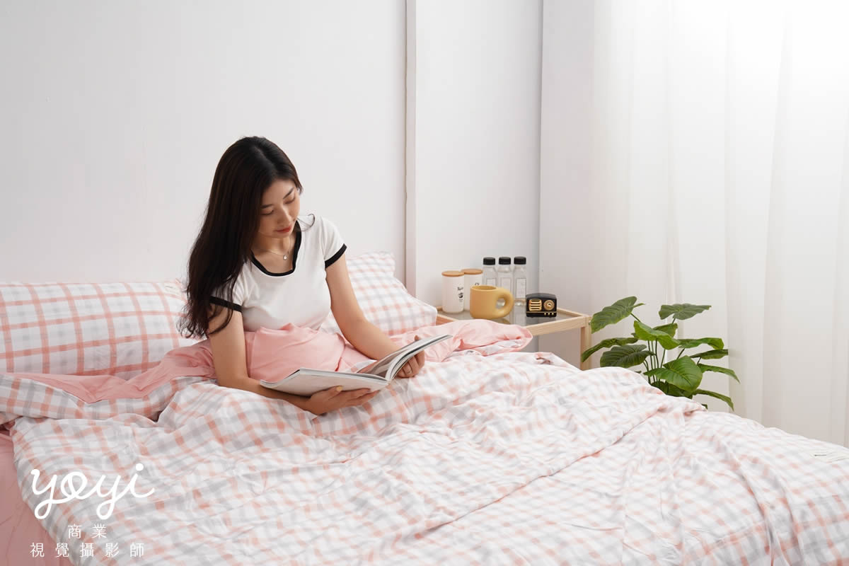 寢具商品攝影｜馬來西亞品牌藍白格紋雙人床包居家情境攝影 95