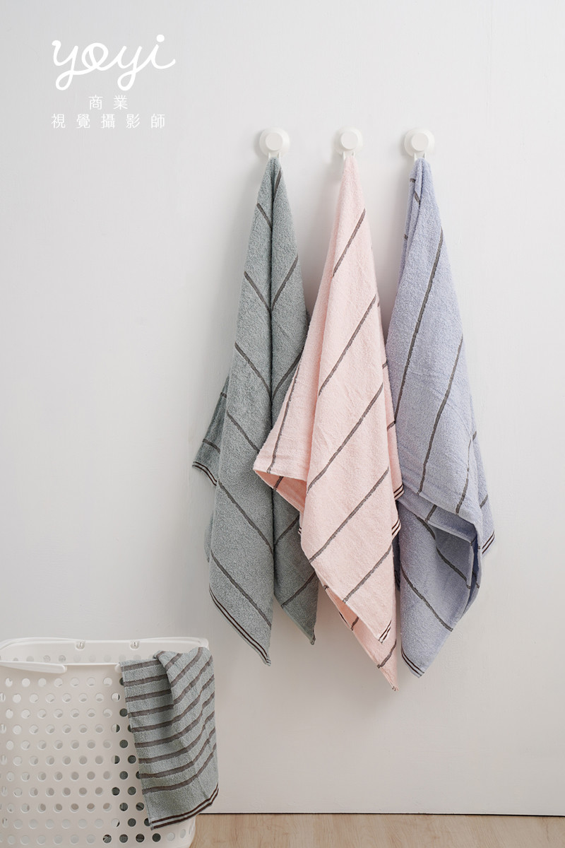 毛巾商品攝影｜質感灰粉配色浴巾與衛浴空間生活美學攝影 7