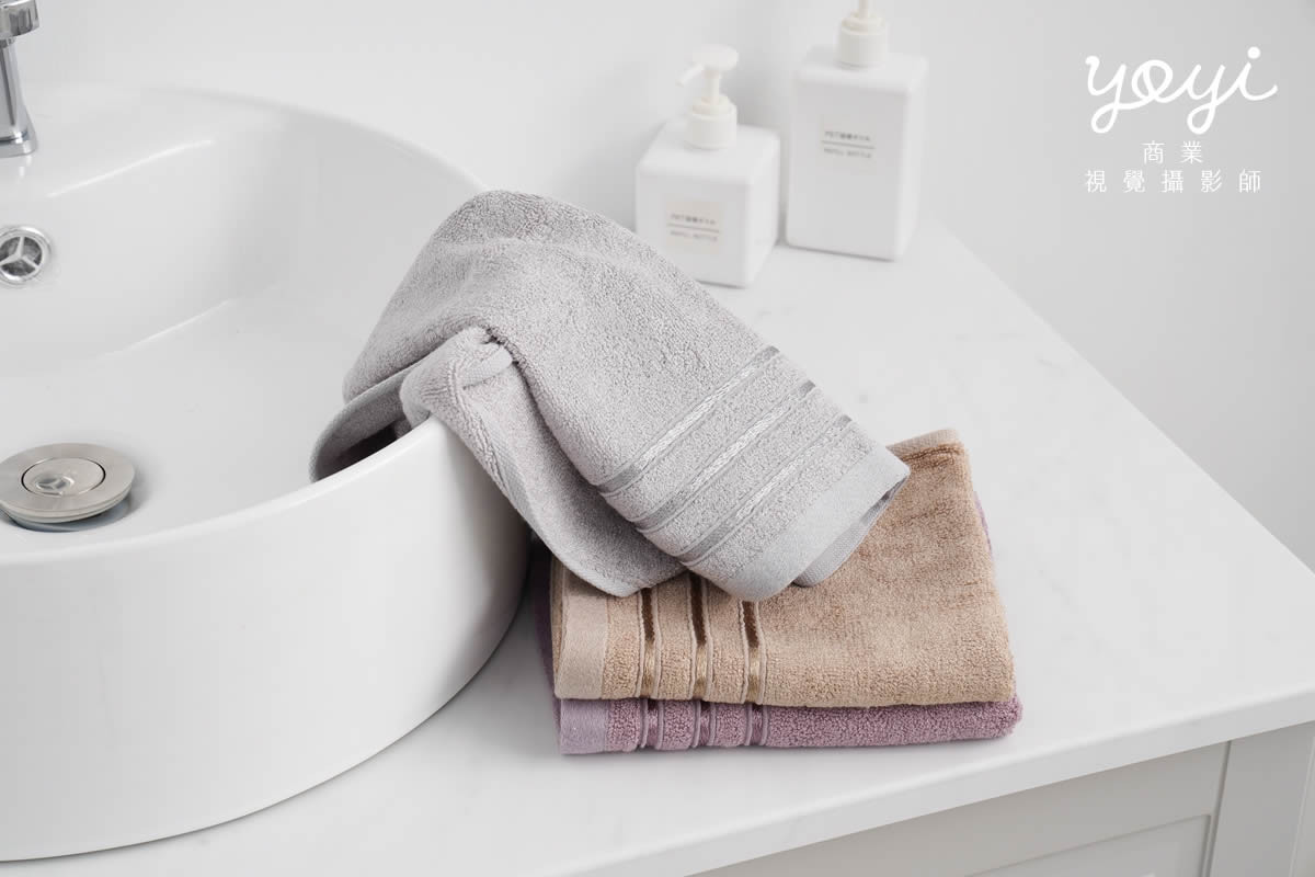 毛巾商品攝影｜質感灰粉配色浴巾與衛浴空間生活美學攝影 45