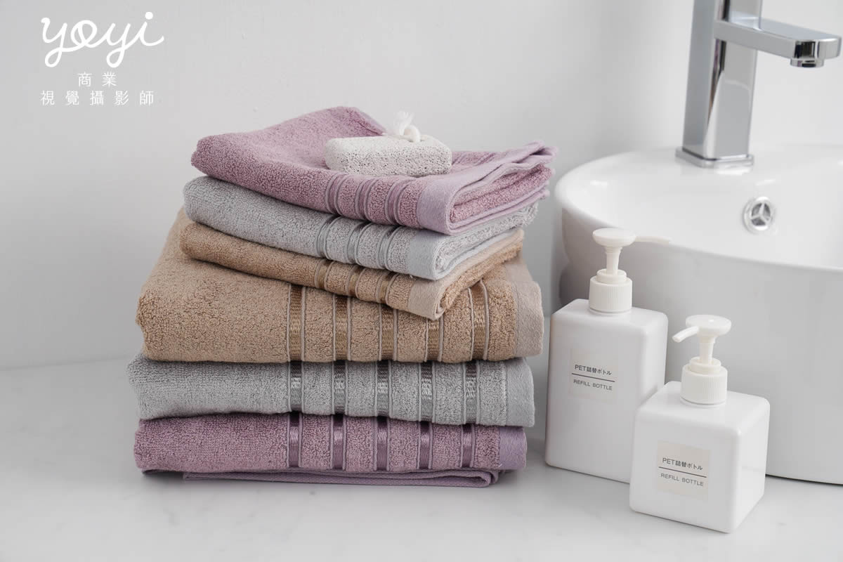 毛巾商品攝影｜質感灰粉配色浴巾與衛浴空間生活美學攝影 49