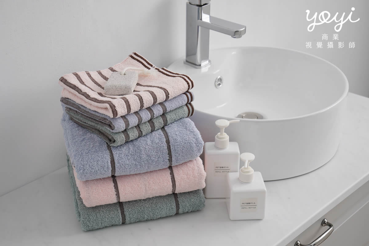 毛巾商品攝影｜質感灰粉配色浴巾與衛浴空間生活美學攝影 61