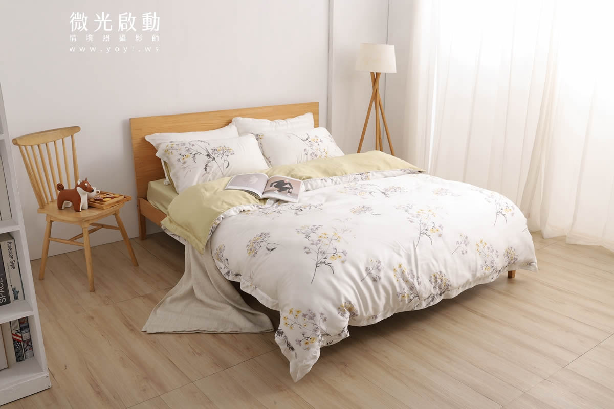 寢具商品攝影｜粉色系碎花圖騰雙人床包組居家風格攝影 15