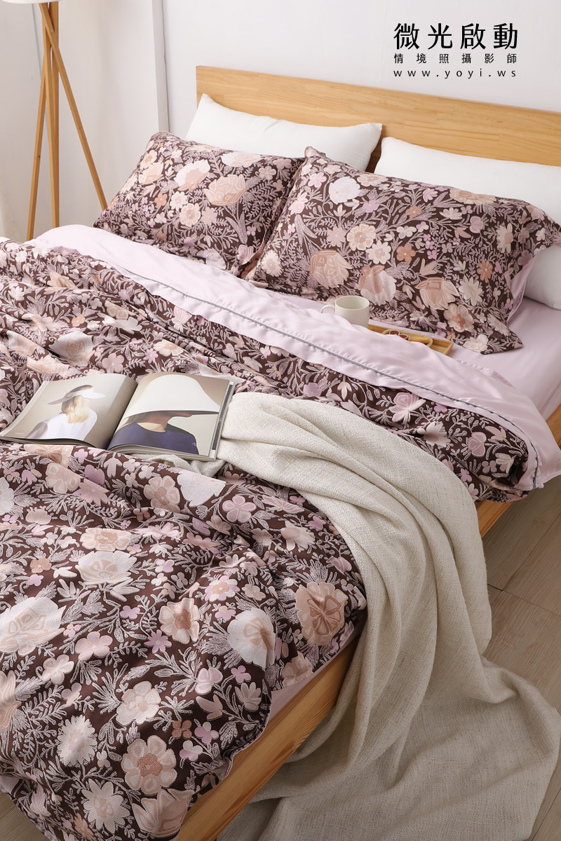 寢具商品攝影｜愛利斯大地色系碎花雙人床包情境攝影｜愛利斯 9