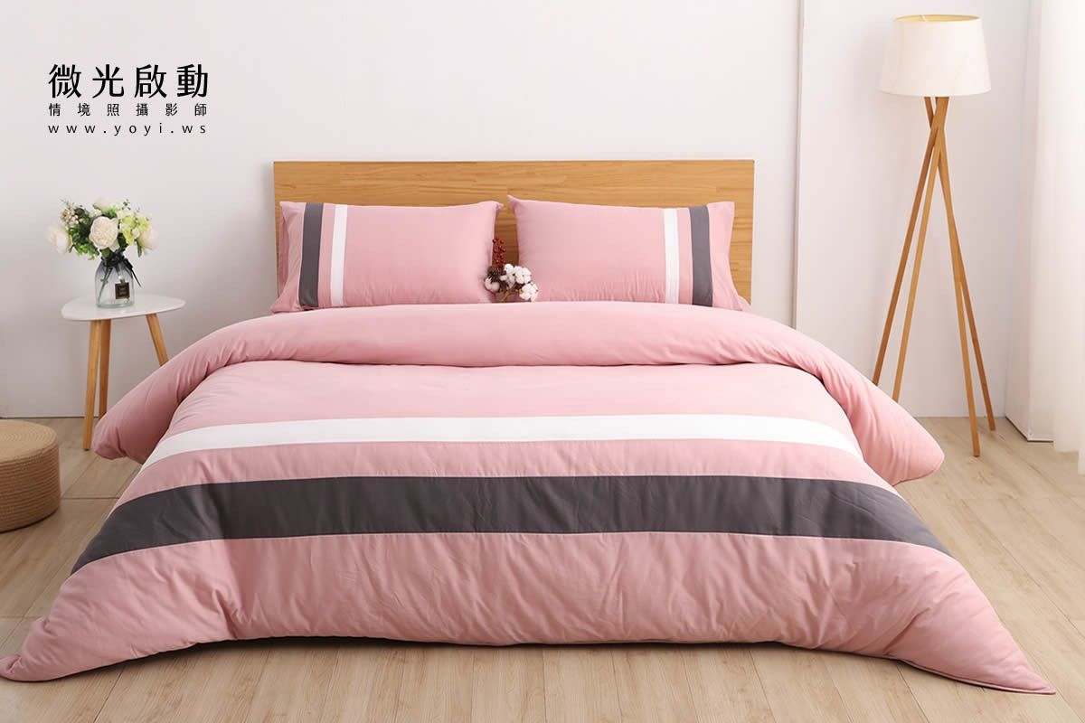 寢具商品攝影｜蘿庭典雅條紋雙人床包組居家風格攝影｜蘿庭 3