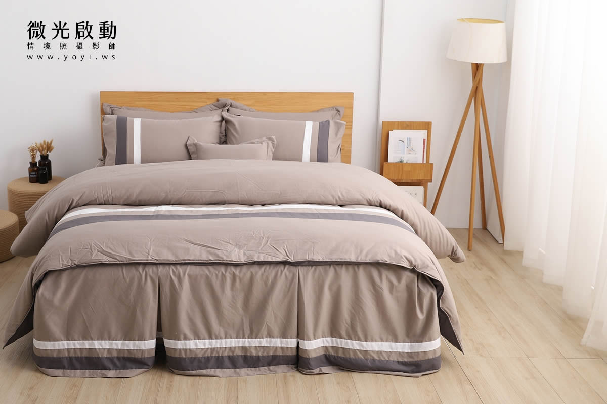 寢具商品攝影｜蘿庭典雅條紋雙人床包組居家風格攝影｜蘿庭 123
