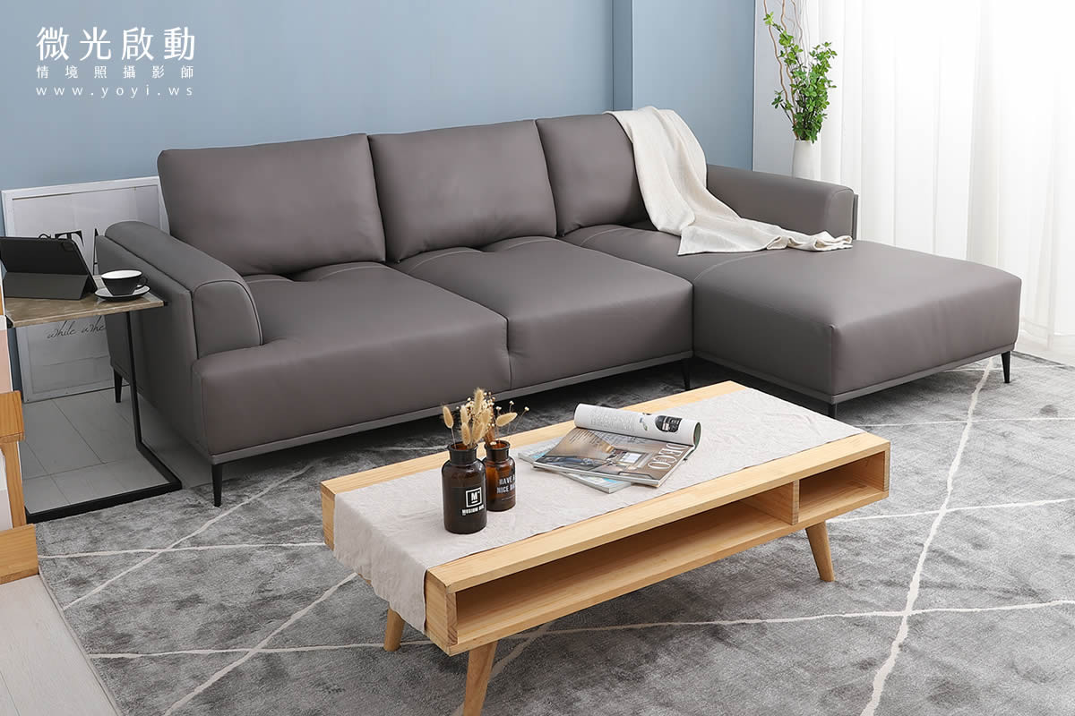 家具商品攝影｜現代簡約風灰色布沙發客廳居家情境攝影 3