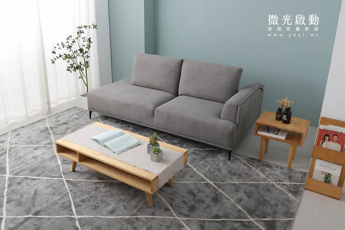 家具商品攝影｜現代簡約風灰色布沙發客廳居家情境攝影 21