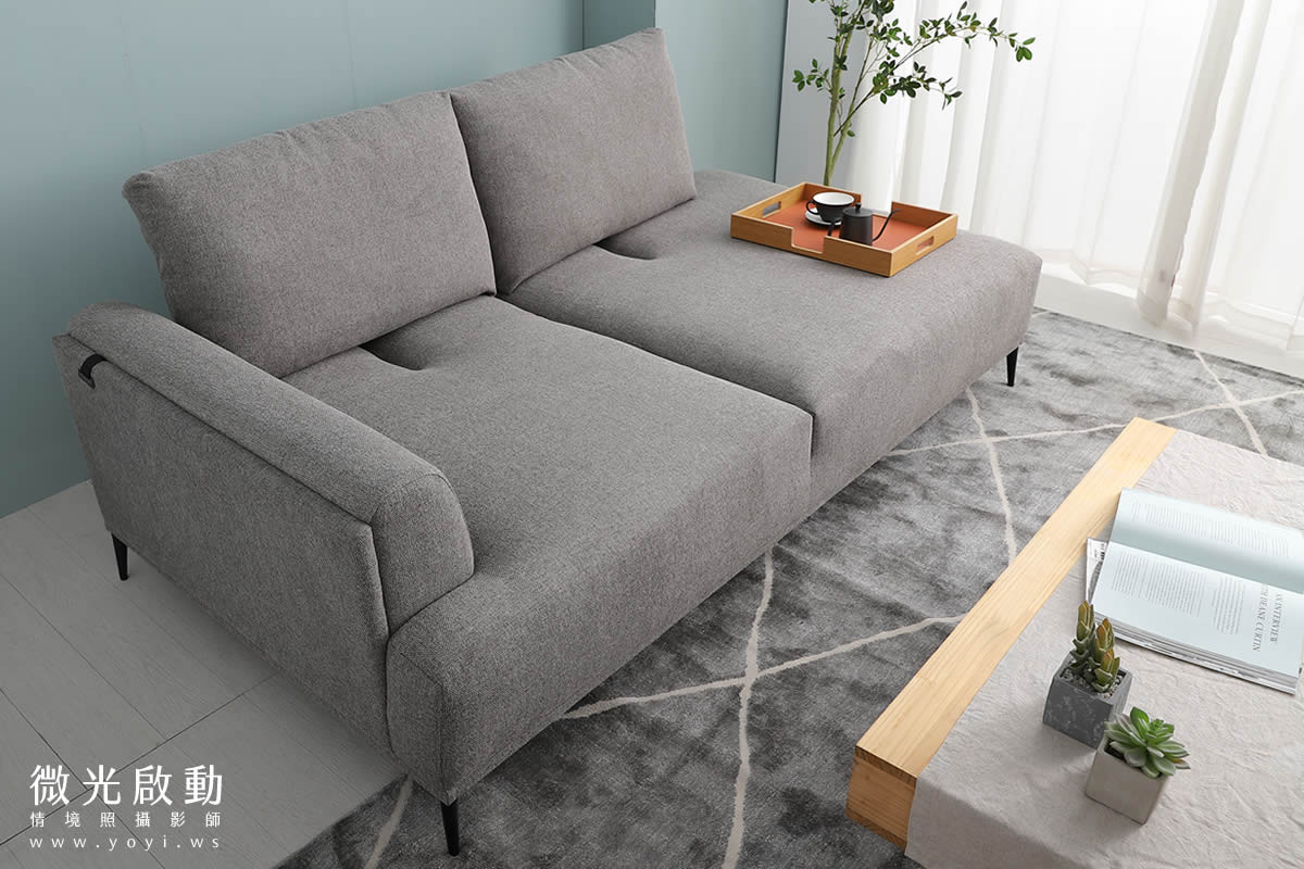 家具商品攝影｜現代簡約風灰色布沙發客廳居家情境攝影 25