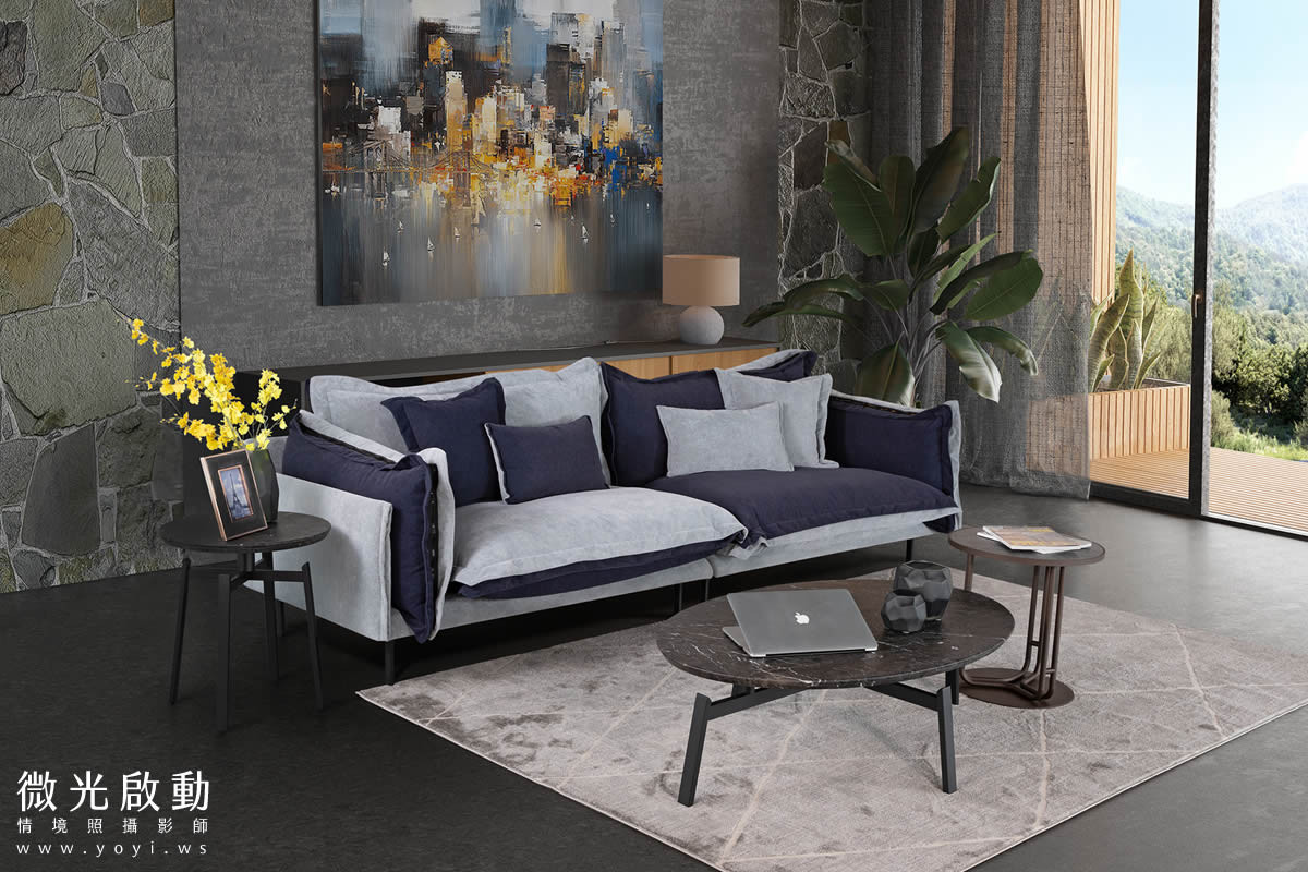 家具商品攝影｜現代簡約風灰色L型沙發客廳美學情境攝影 31