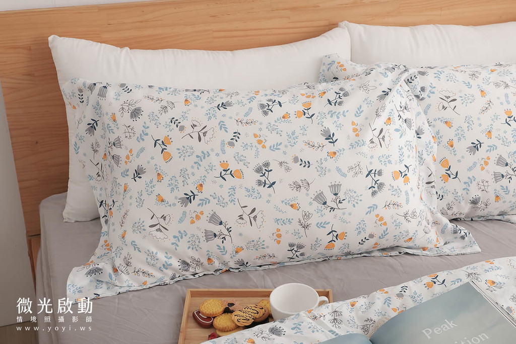 寢具商品攝影｜愛利斯灰調質感碎花雙人床包情境攝影｜愛利斯 9