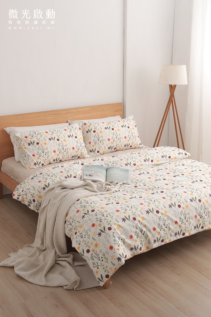 寢具商品攝影｜愛利斯灰調質感碎花雙人床包情境攝影｜愛利斯 13