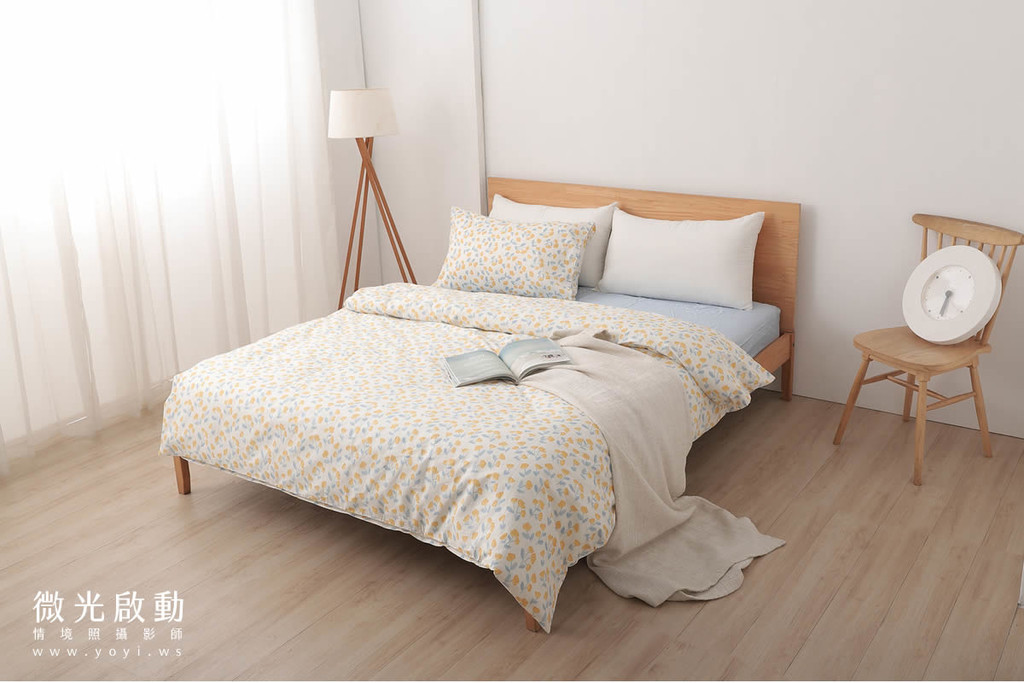 寢具商品攝影｜愛利斯灰調質感碎花雙人床包情境攝影｜愛利斯 15