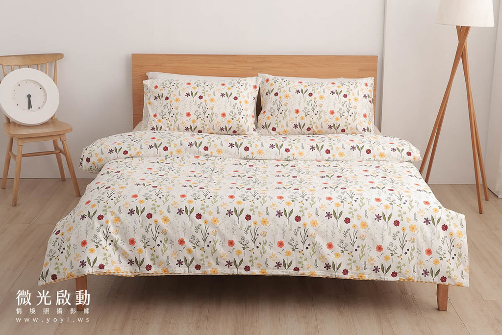 寢具商品攝影｜愛利斯灰調質感碎花雙人床包情境攝影｜愛利斯 21