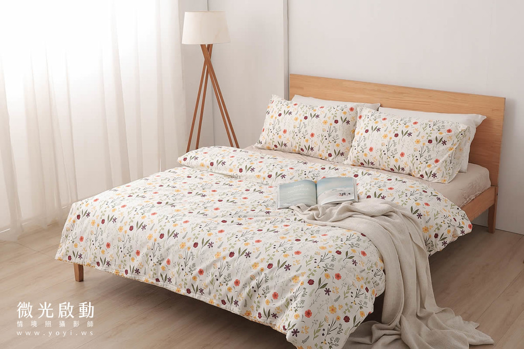 寢具商品攝影｜愛利斯灰調質感碎花雙人床包情境攝影｜愛利斯 23