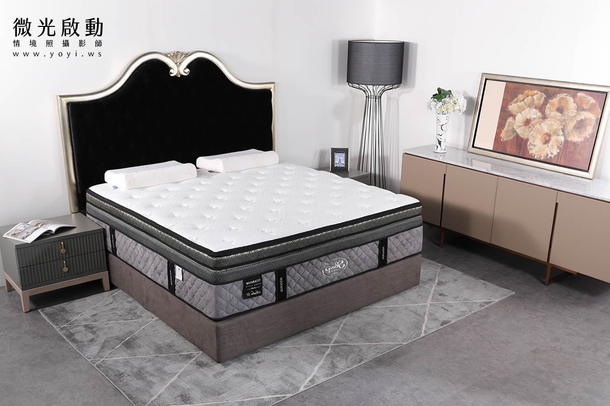 家具商品攝影｜黑色皮革高質感床組與厚實床墊情境攝影｜沙發大師、睡眠王國 35