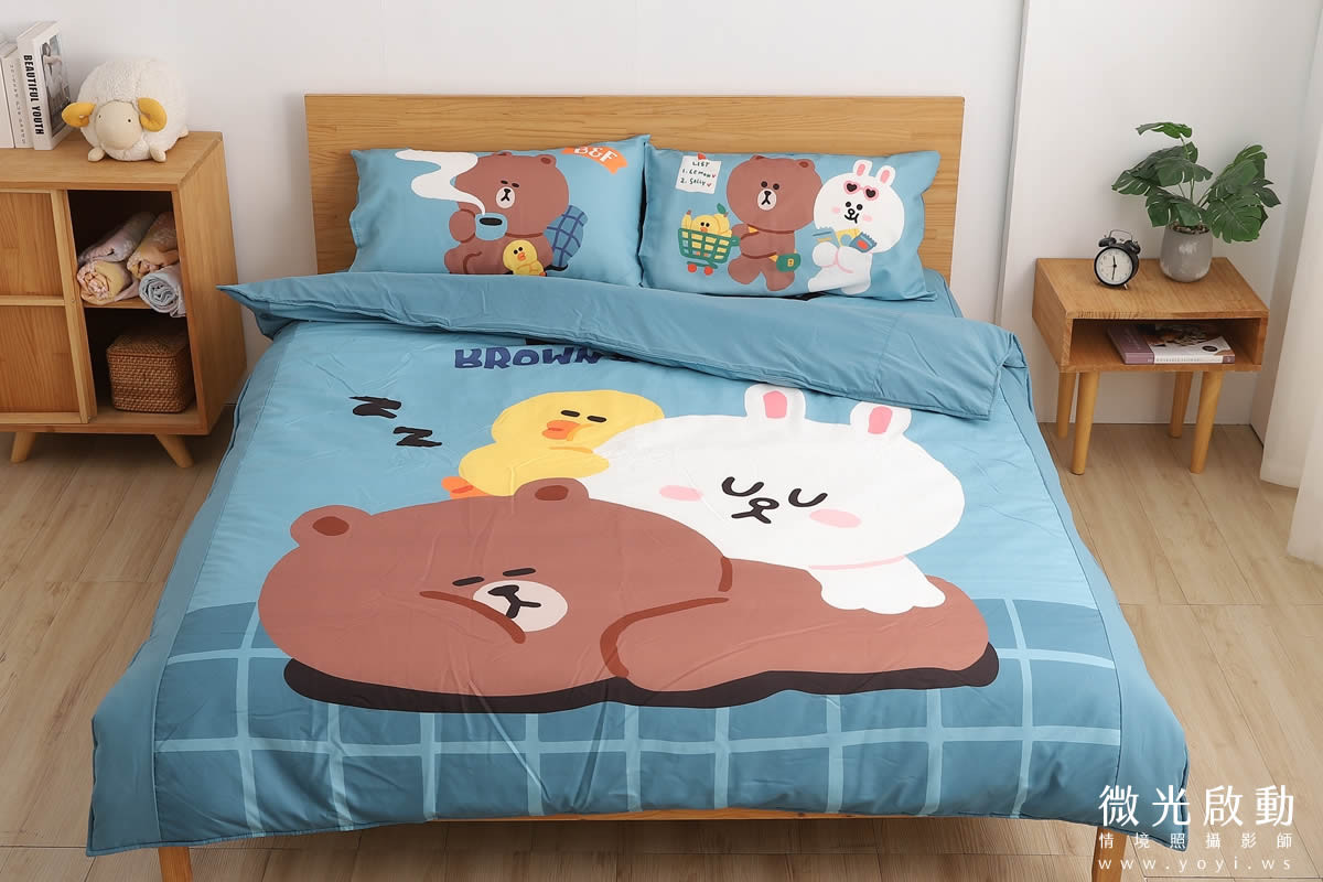 卡通聯名寢具攝影｜Hello Kitty與熊大童趣圖騰床包情境攝影｜ 19