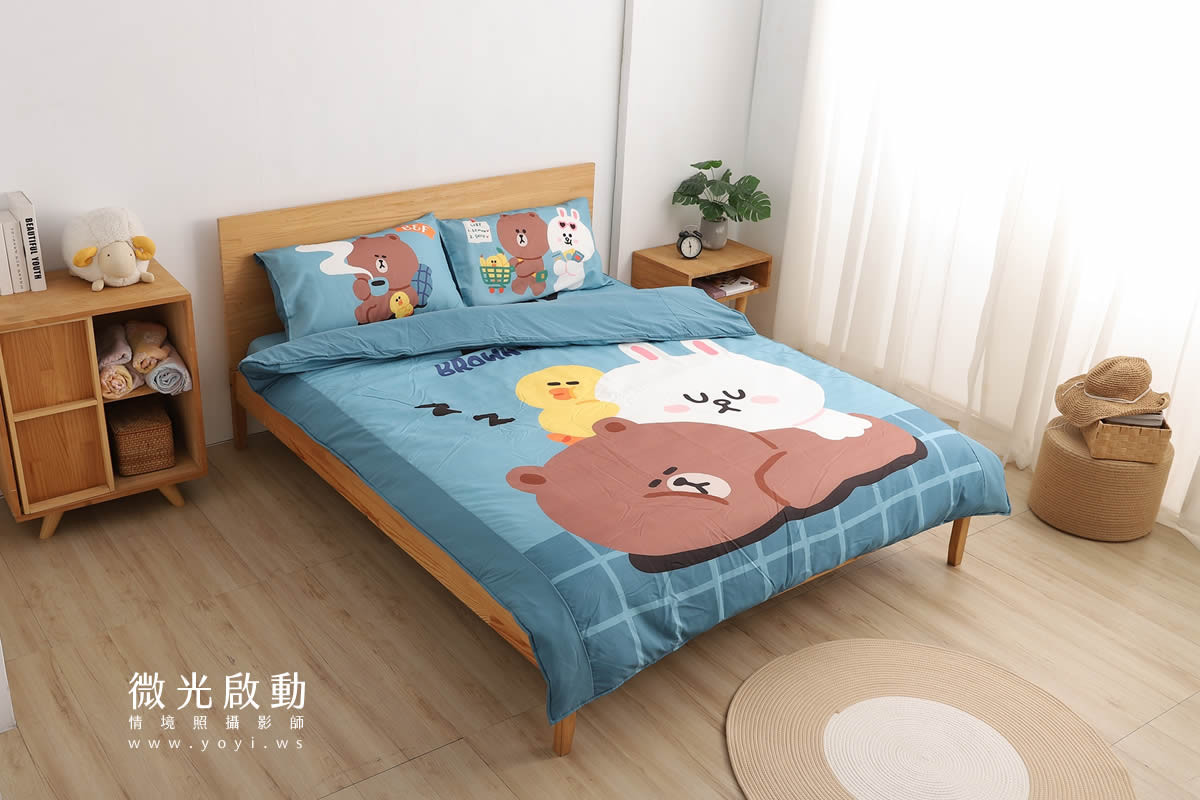 卡通聯名寢具攝影｜Hello Kitty與熊大童趣圖騰床包情境攝影｜ 21