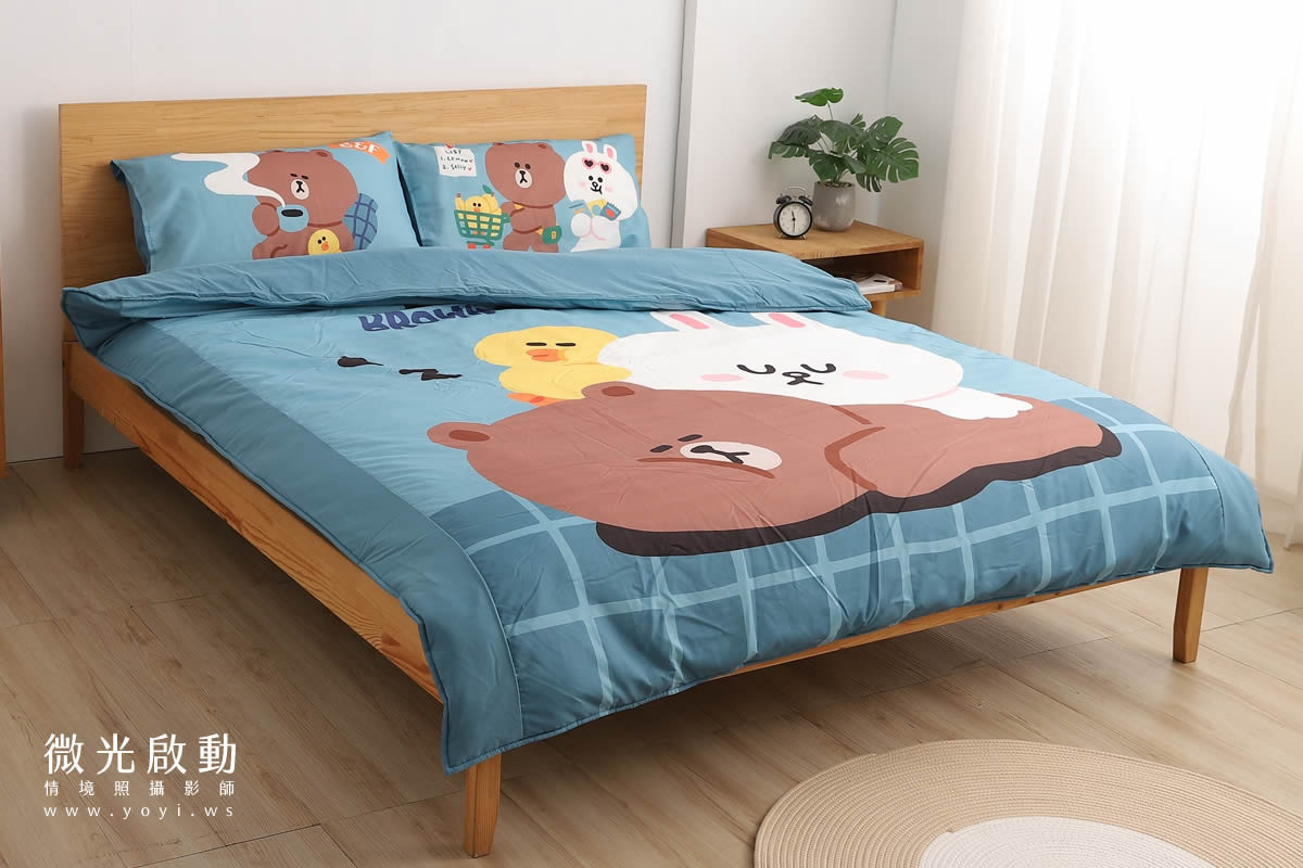 卡通聯名寢具攝影｜Hello Kitty與熊大童趣圖騰床包情境攝影｜ 23