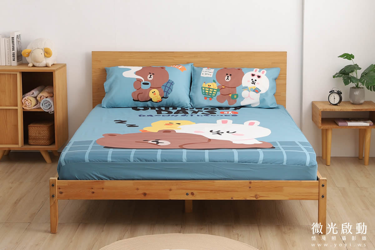 卡通聯名寢具攝影｜Hello Kitty與熊大童趣圖騰床包情境攝影｜ 27