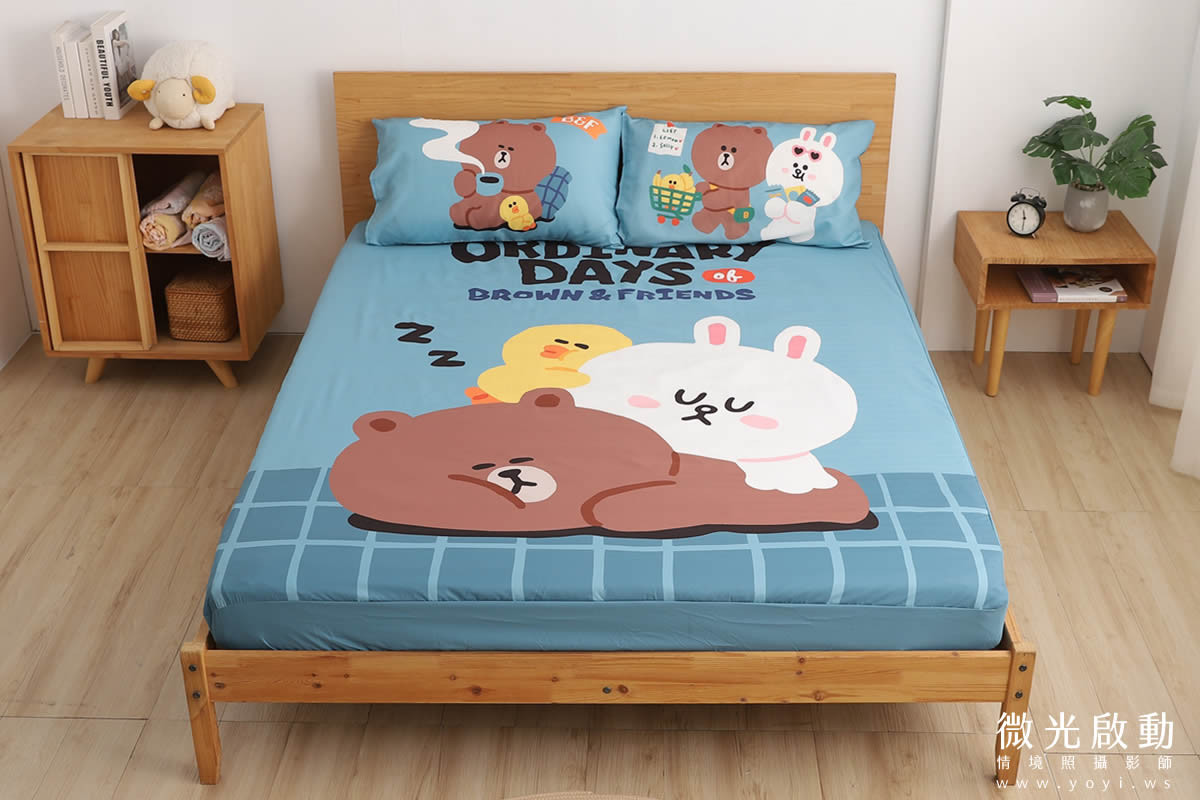 卡通聯名寢具攝影｜Hello Kitty與熊大童趣圖騰床包情境攝影｜ 29