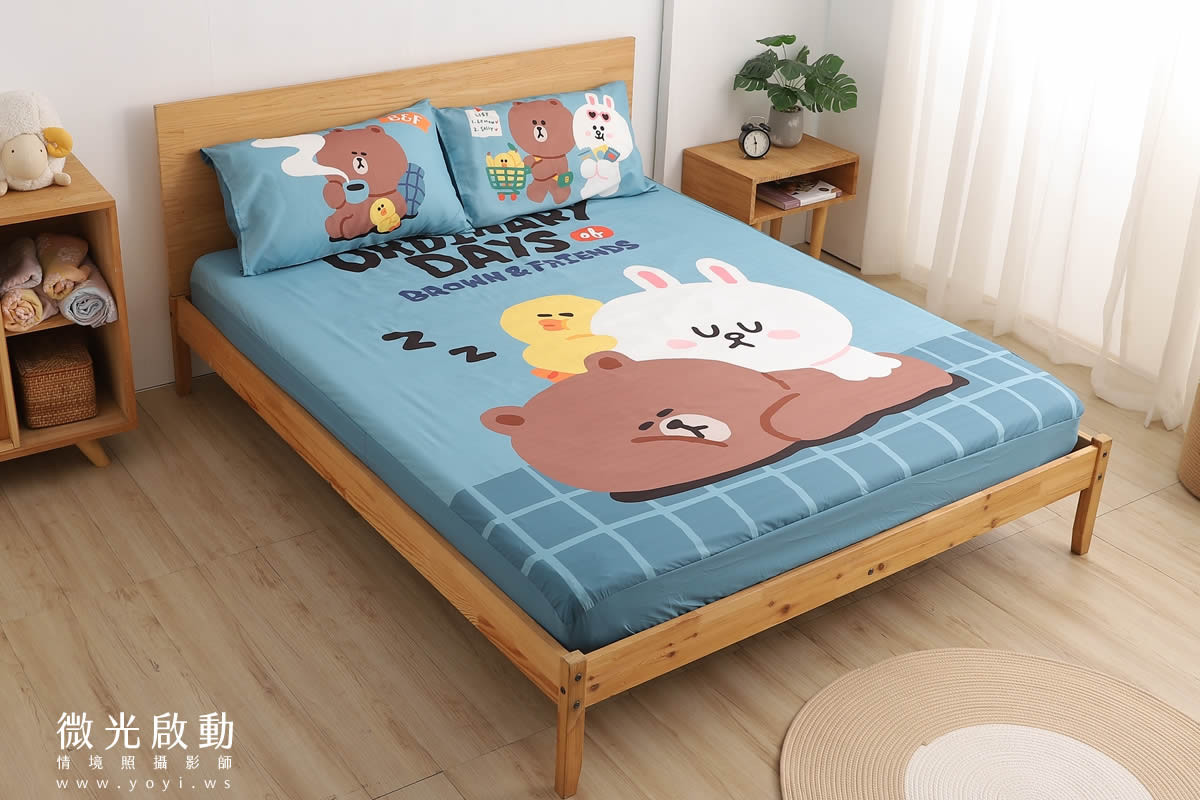 卡通聯名寢具攝影｜Hello Kitty與熊大童趣圖騰床包情境攝影｜ 31