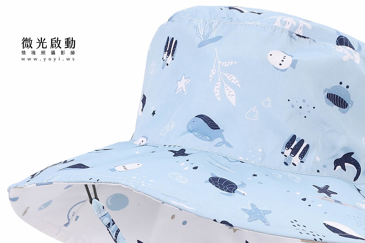 兒童商品攝影｜藍色碎花遮陽帽與童裝配件去背攝影｜樂芙寶寶 13