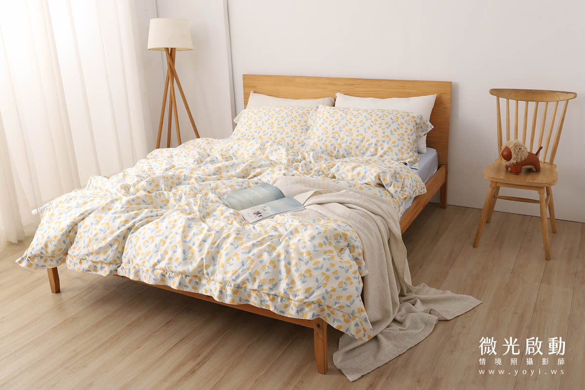 寢具商品攝影｜簡約米色調雙人床包極簡風情境攝影 1