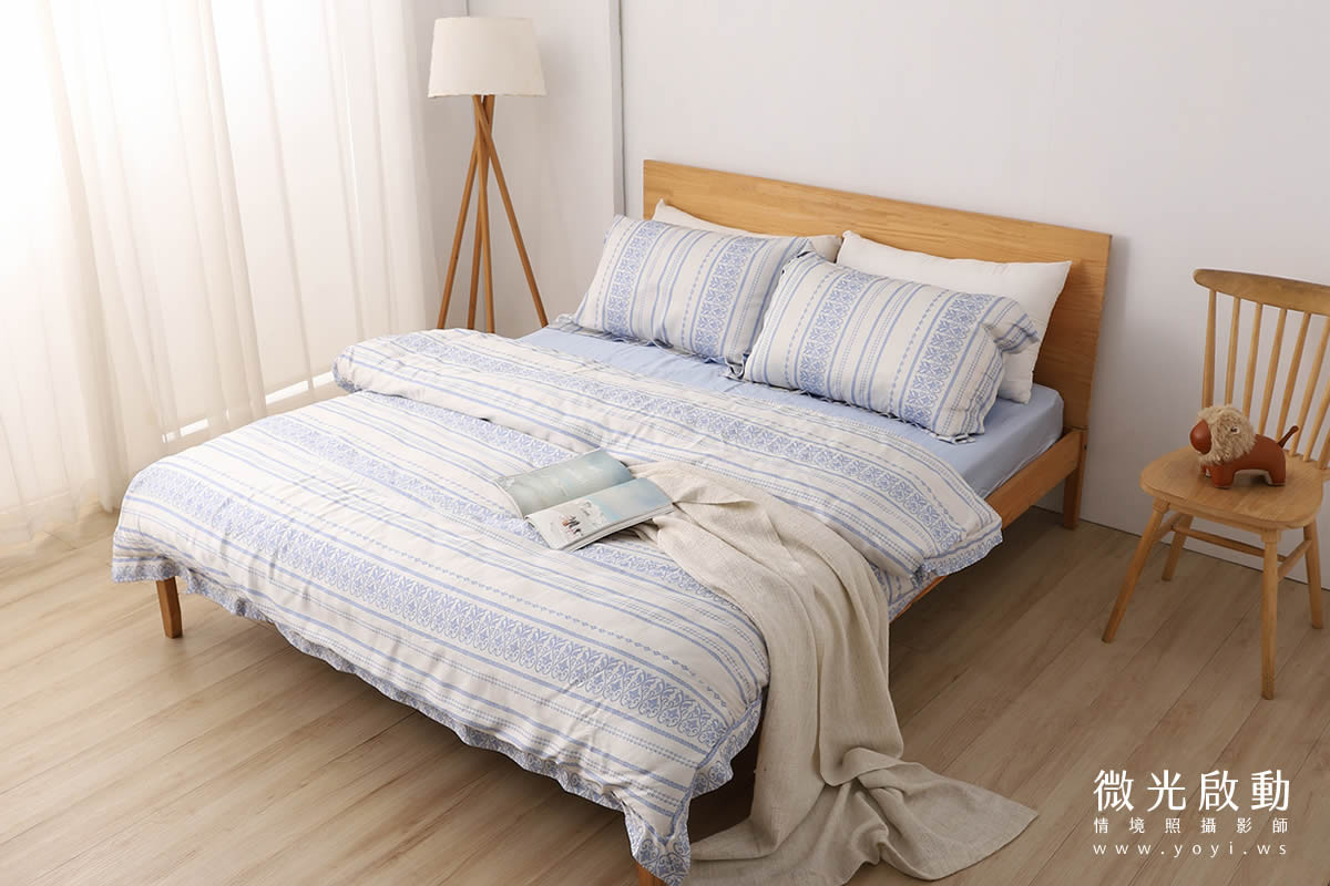 寢具商品攝影｜簡約米色調雙人床包極簡風情境攝影 11