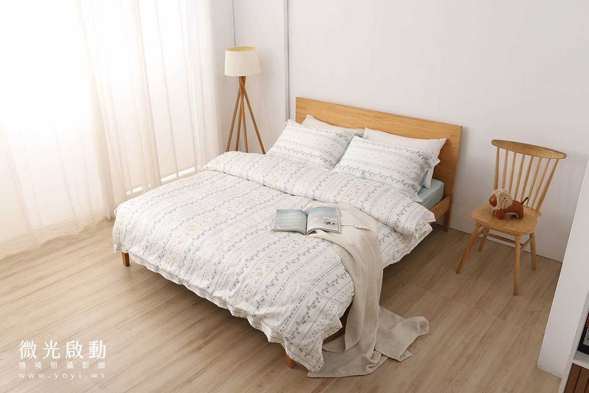 寢具商品攝影｜簡約米色調雙人床包極簡風情境攝影 21