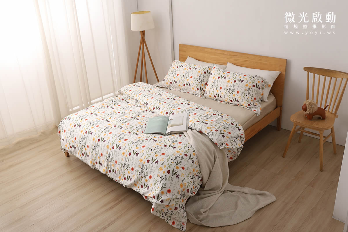 寢具商品攝影｜簡約米色調雙人床包極簡風情境攝影 31