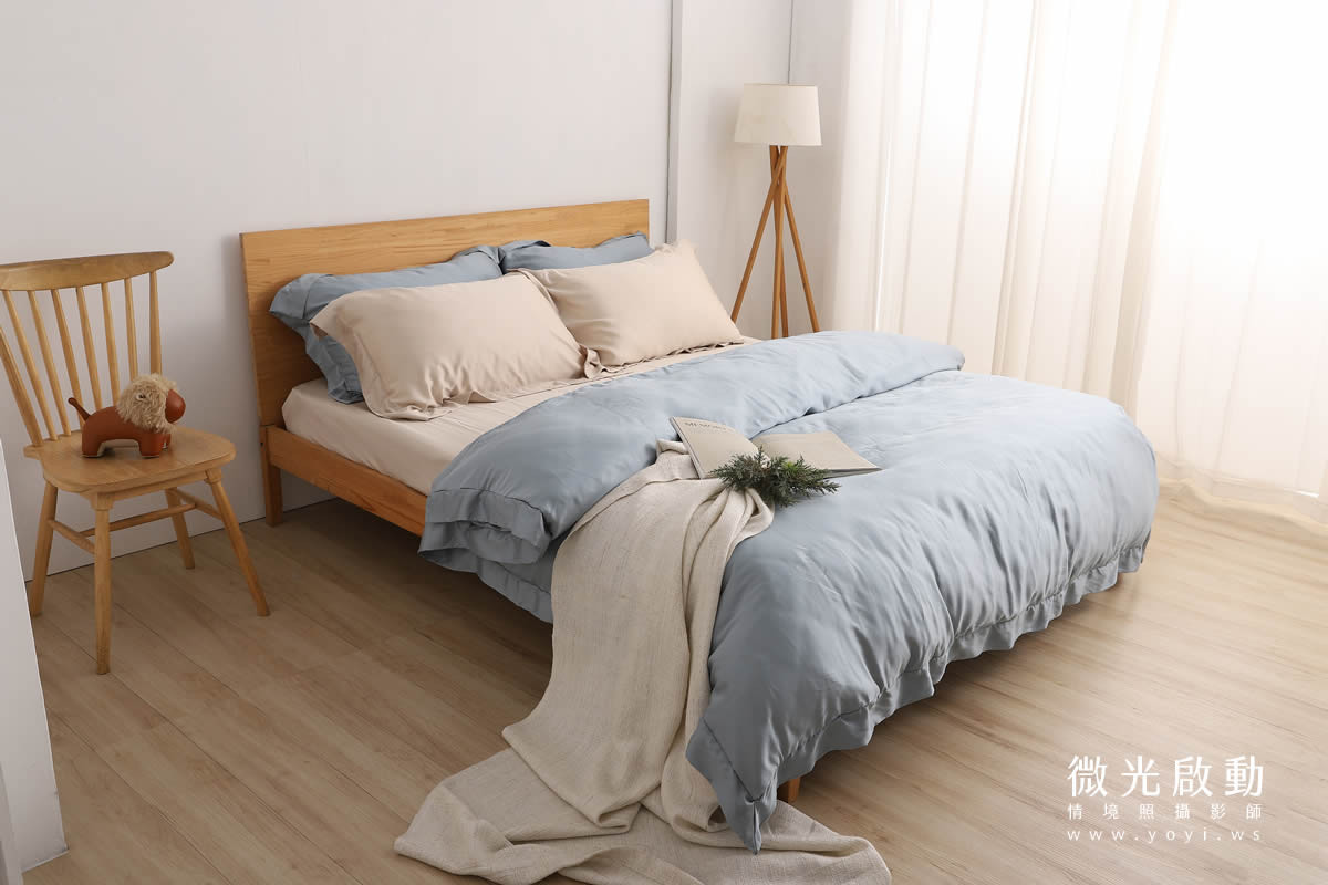 寢具商品攝影｜簡約米色調雙人床包極簡風情境攝影 41