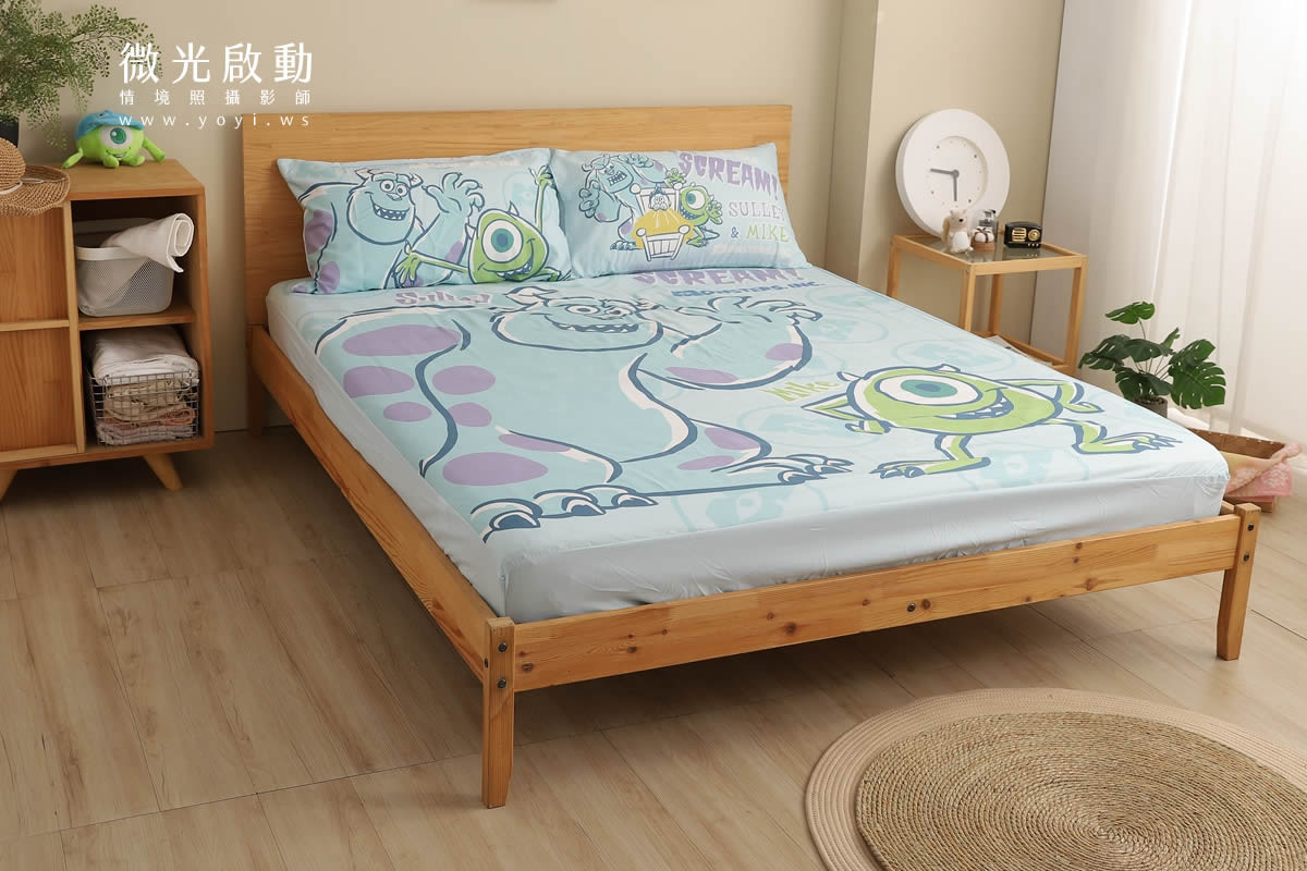 寢具商品攝影｜藍色系植卉圖騰雙人床包居家情境攝影 27