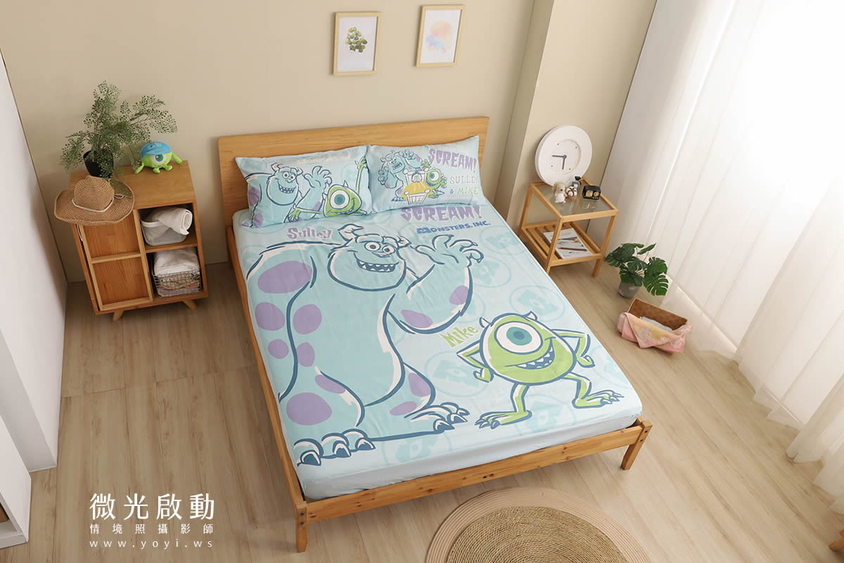 寢具商品攝影｜藍色系植卉圖騰雙人床包居家情境攝影 29