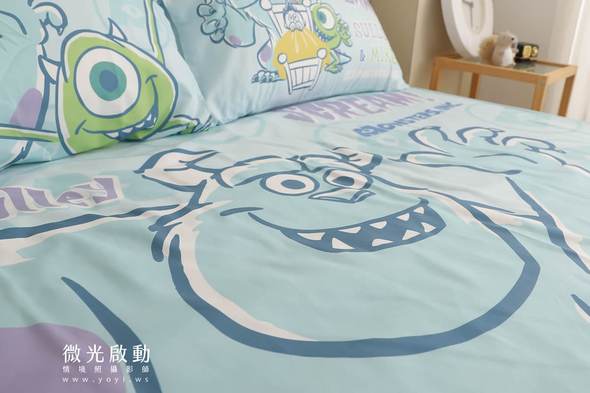 寢具商品攝影｜藍色系植卉圖騰雙人床包居家情境攝影 31