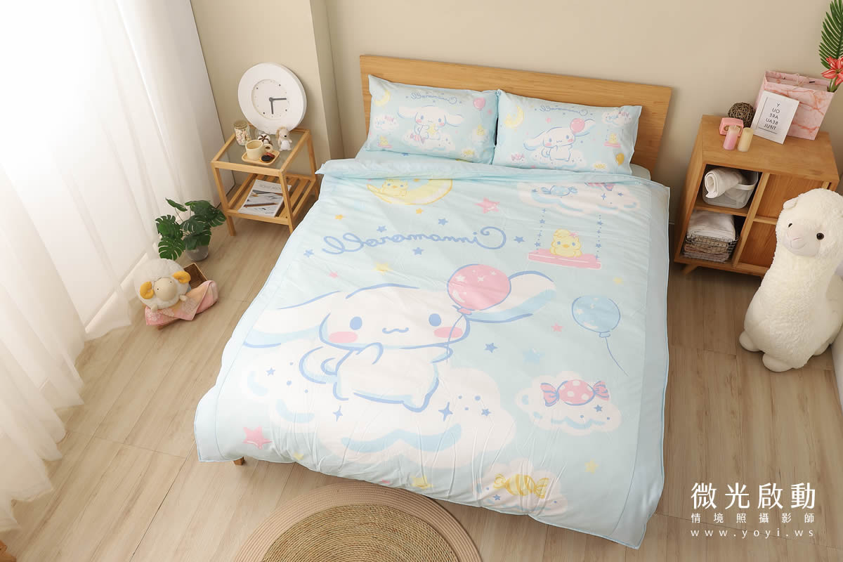 寢具商品攝影｜藍色系植卉圖騰雙人床包居家情境攝影 43