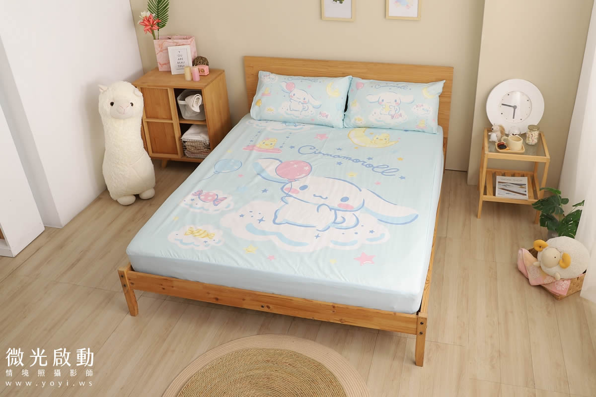 寢具商品攝影｜藍色系植卉圖騰雙人床包居家情境攝影 49