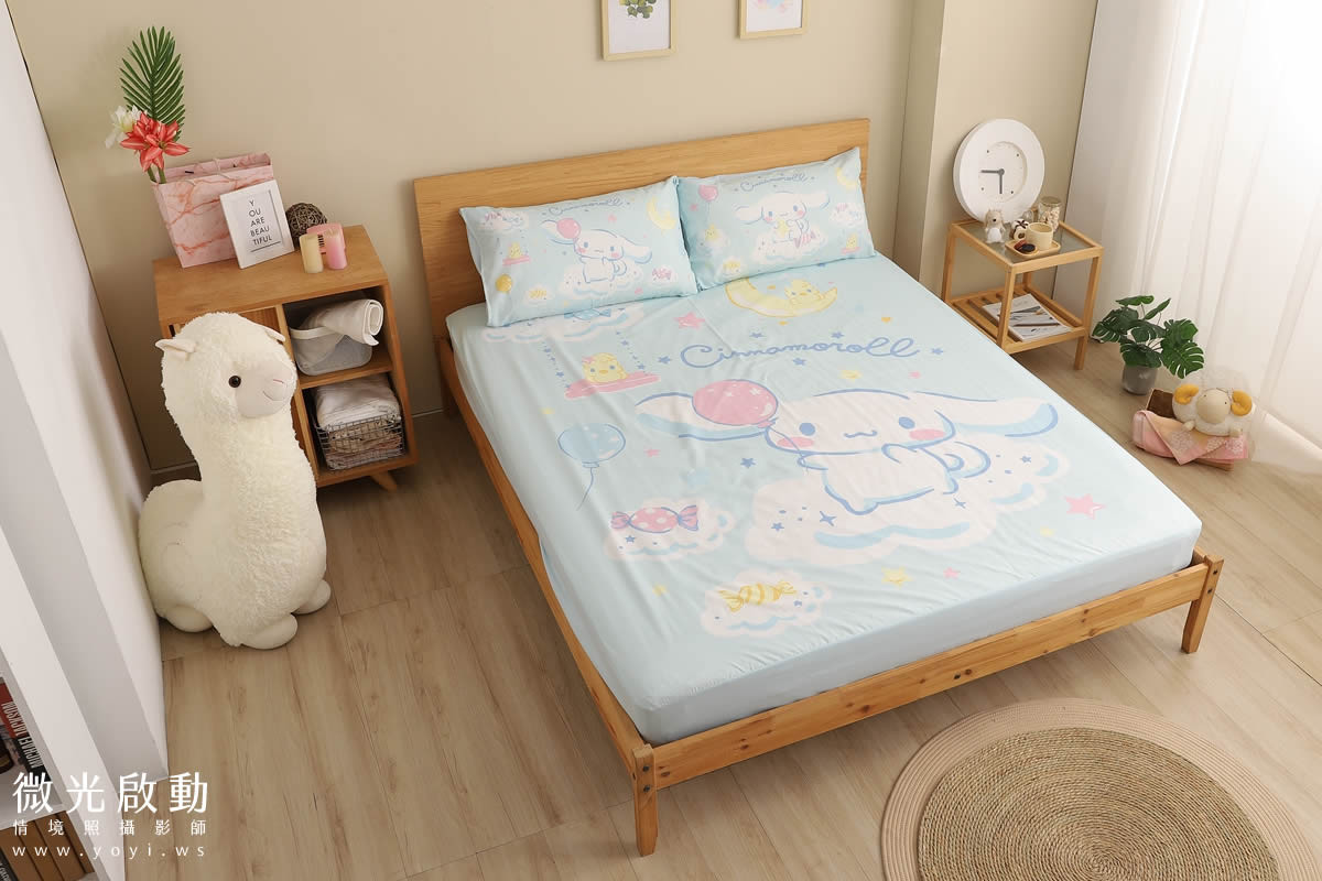 寢具商品攝影｜藍色系植卉圖騰雙人床包居家情境攝影 51