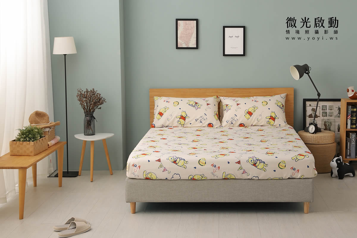 小熊維尼寢具攝影｜迪士尼小熊維尼童趣雙人床包情境攝影 9