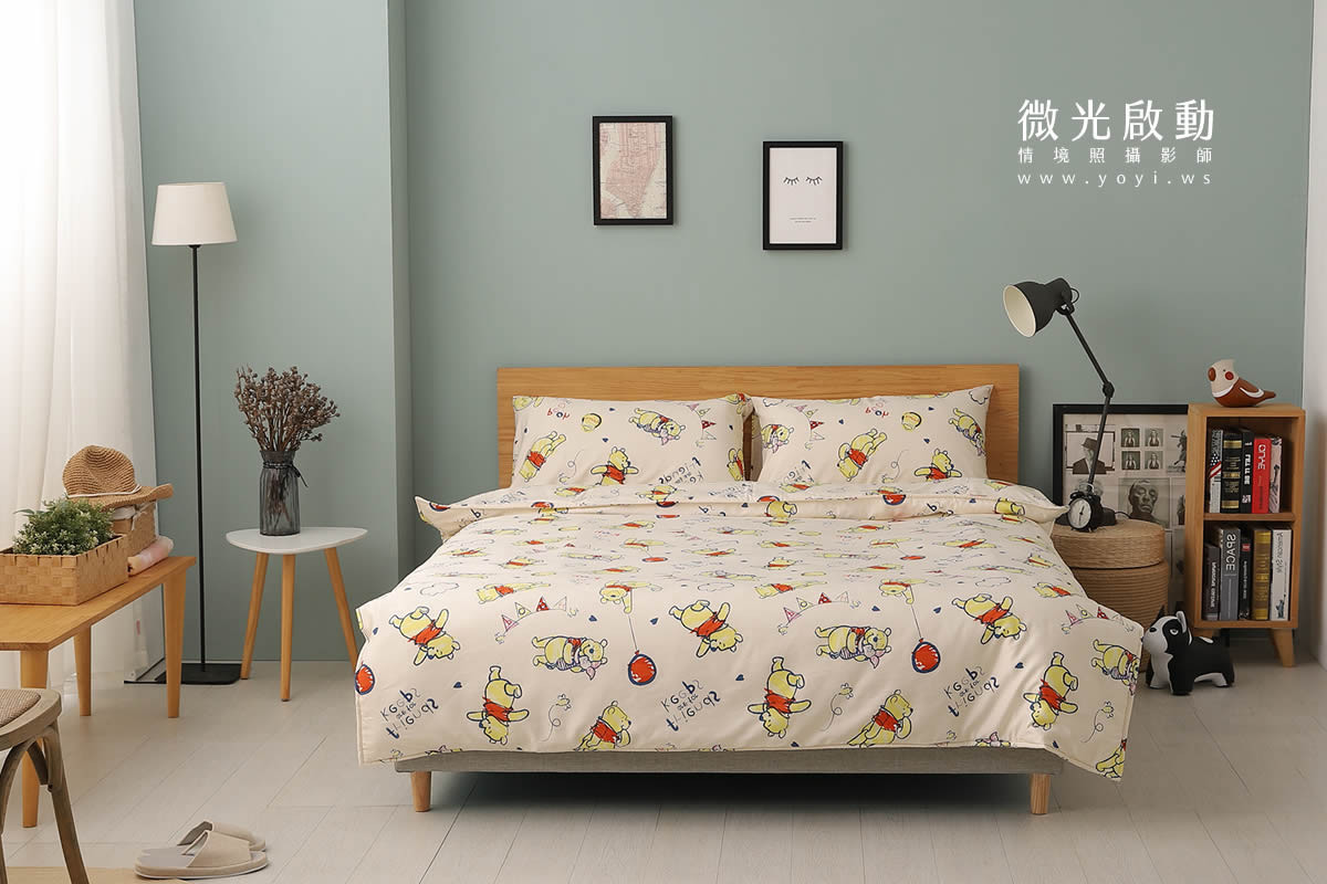 小熊維尼寢具攝影｜迪士尼小熊維尼童趣雙人床包情境攝影 17