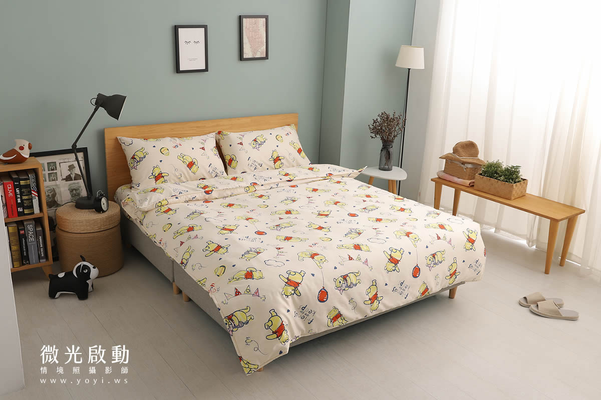 小熊維尼寢具攝影｜迪士尼小熊維尼童趣雙人床包情境攝影 21