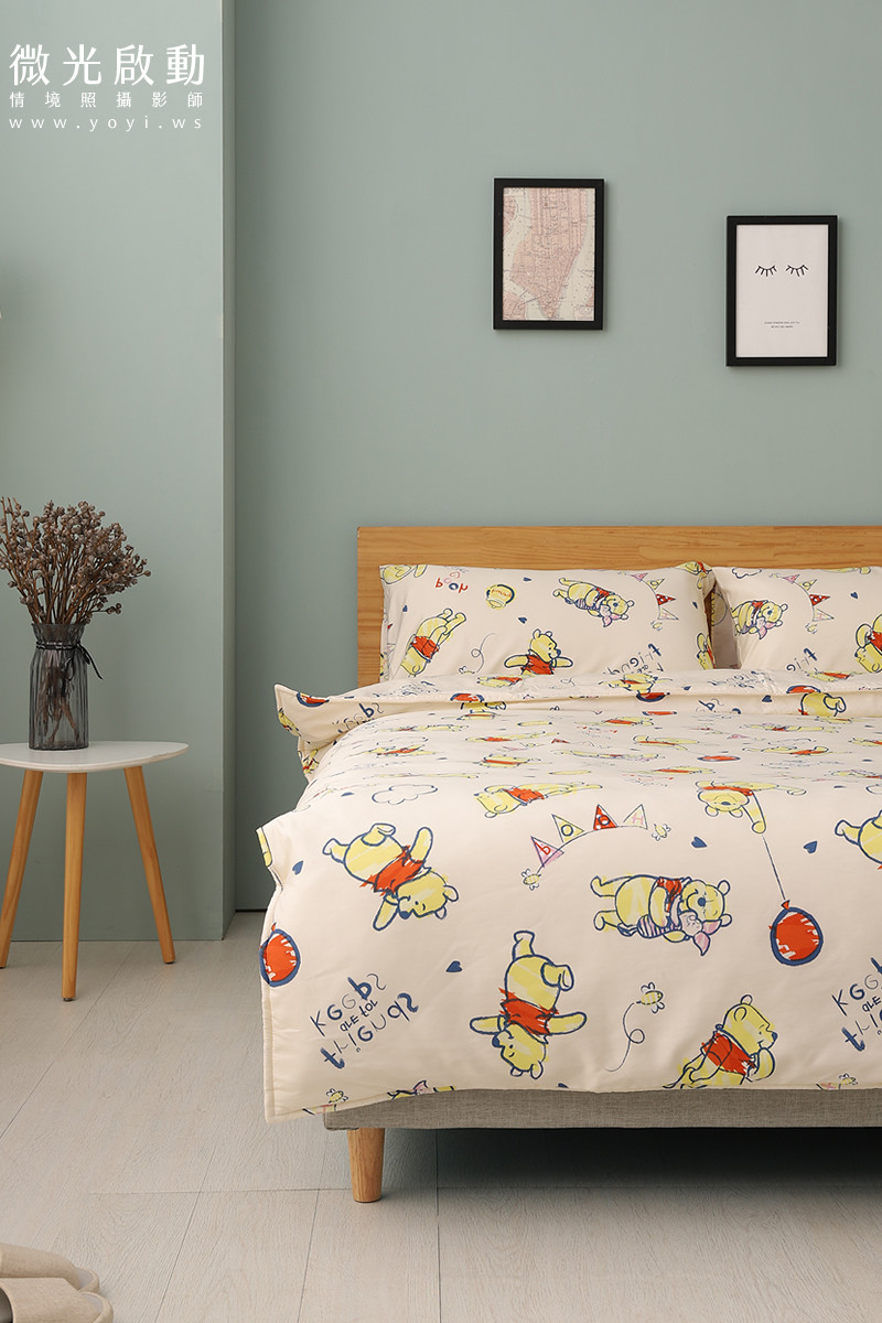 小熊維尼寢具攝影｜迪士尼小熊維尼童趣雙人床包情境攝影 23