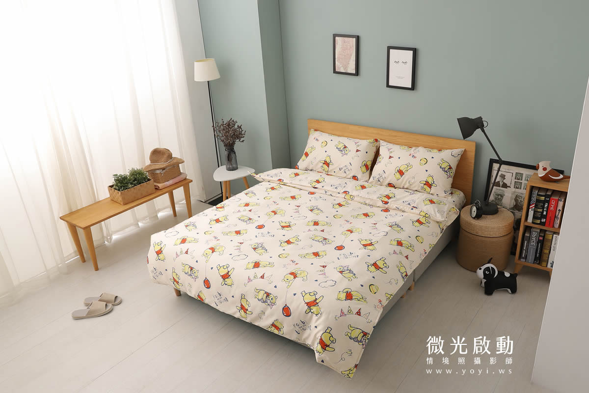 小熊維尼寢具攝影｜迪士尼小熊維尼童趣雙人床包情境攝影 25