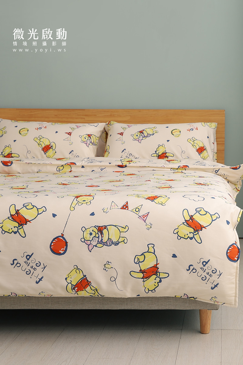 小熊維尼寢具攝影｜迪士尼小熊維尼童趣雙人床包情境攝影 33