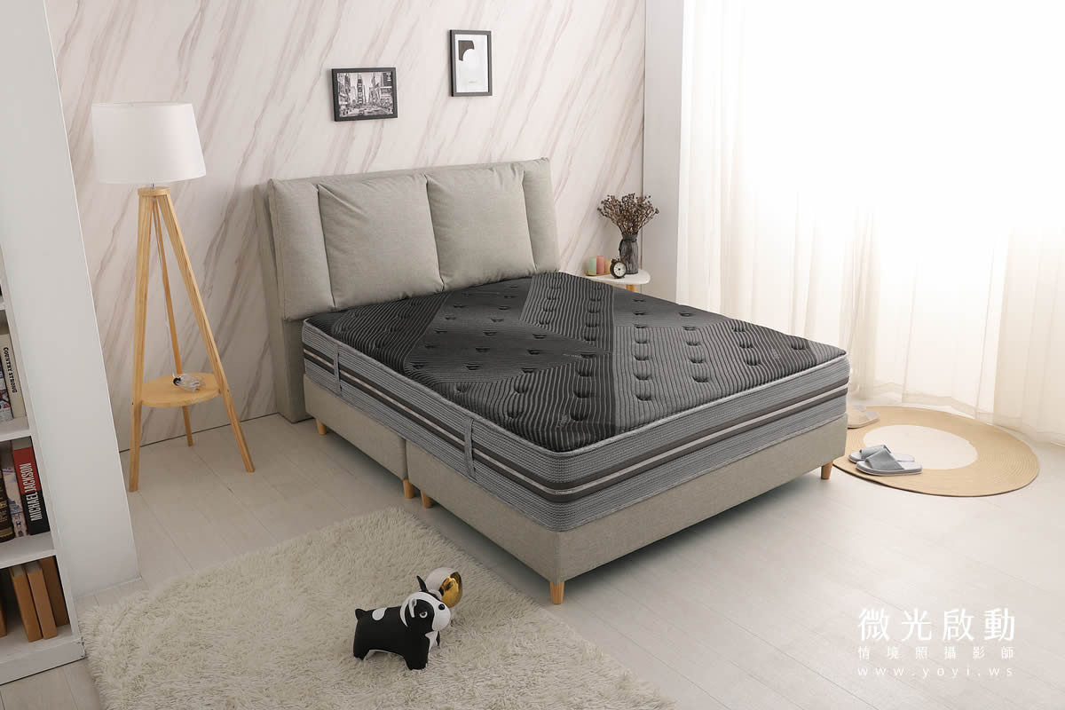床墊商品攝影｜高支撐獨立筒床墊明亮臥室情境攝影｜泓匯國際 1