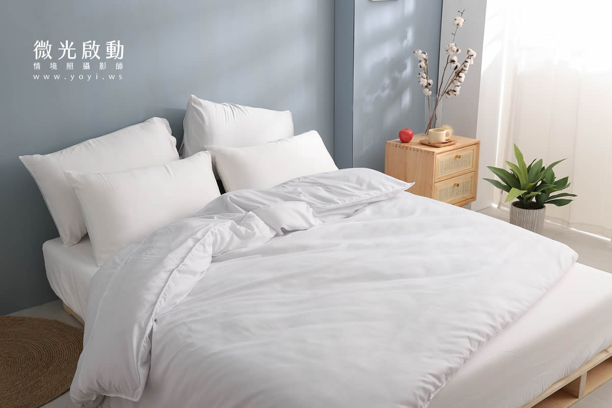 寢具商品攝影｜純白極簡雙人床包明亮臥室情境攝影 95
