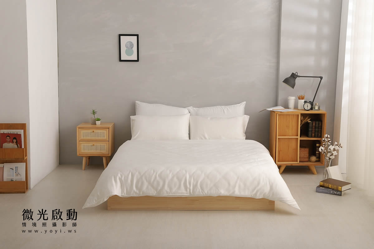 寢具商品攝影｜純白極簡雙人床包明亮臥室情境攝影 107