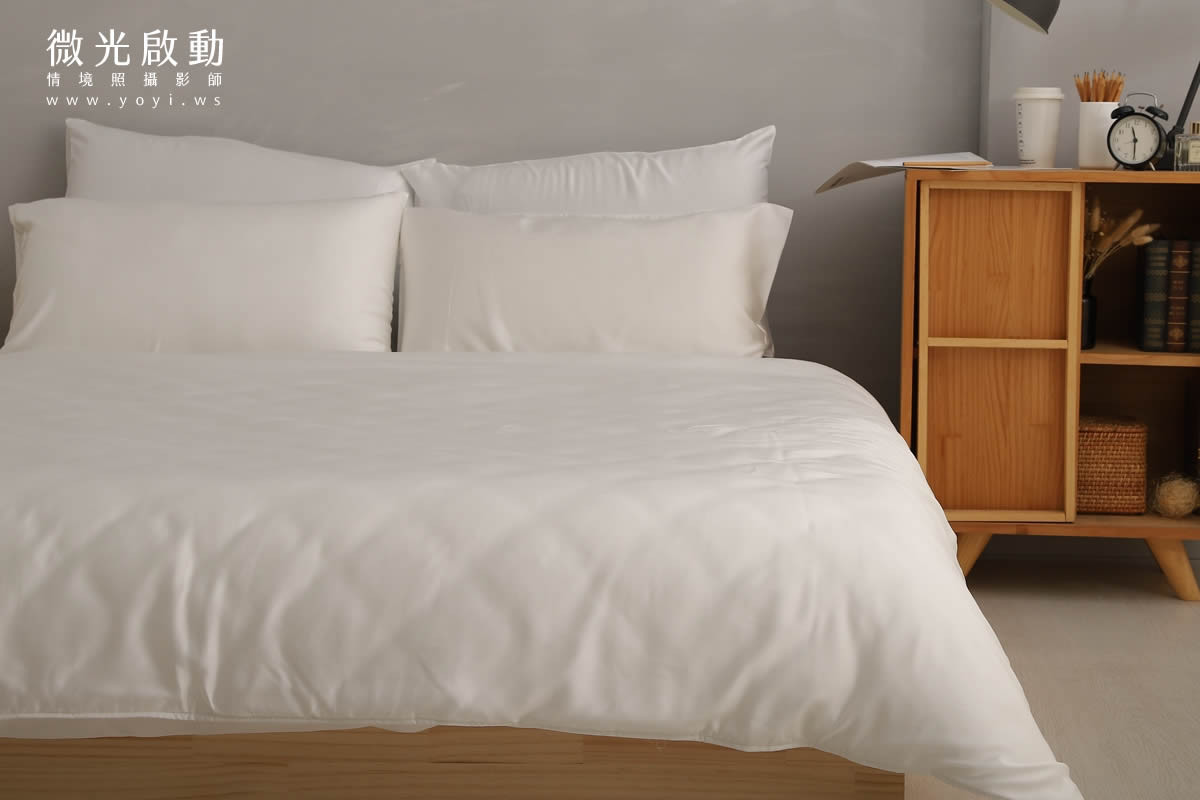 寢具商品攝影｜純白極簡雙人床包明亮臥室情境攝影 117